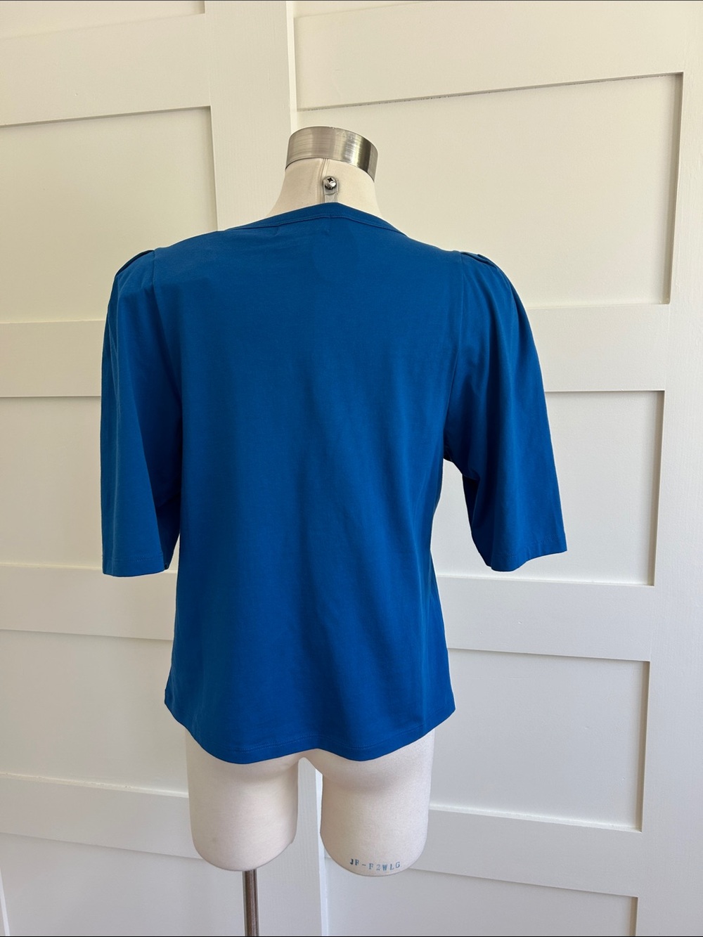 NATION LTD- Nahal Blue Puff-Sleeve V-Neck Top with Stud Detail - Picture 6 of 9